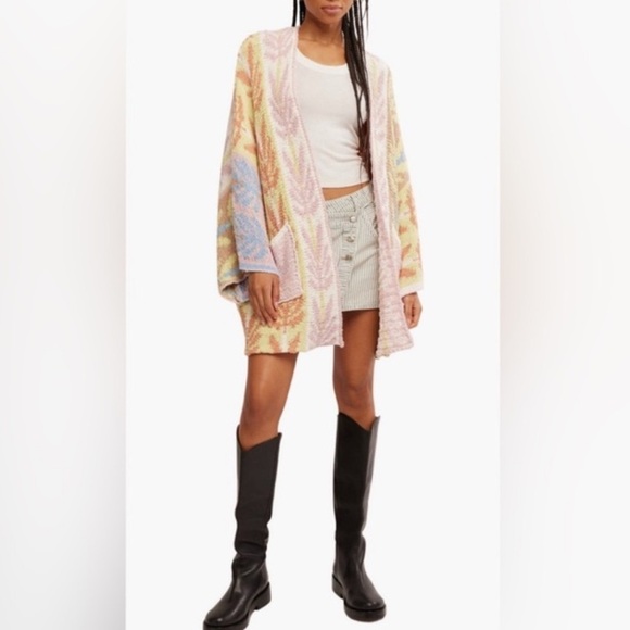 NWT Rare 🔥 Free People Mallorca Open Front Cardigan Size L - Picture 3 of 12